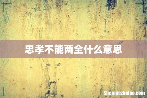 忠孝不能两全什么意思