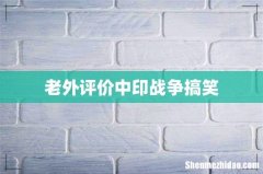 老外评价中印战争搞笑