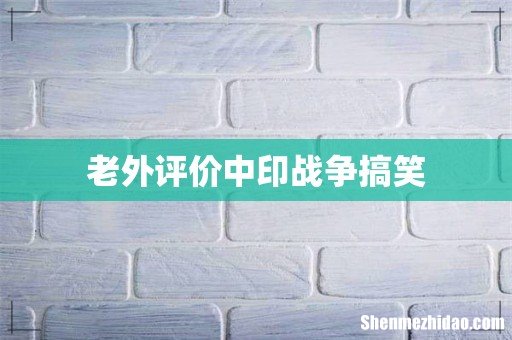 老外评价中印战争搞笑