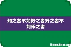 知之者不如好之者好之者不如乐之者
