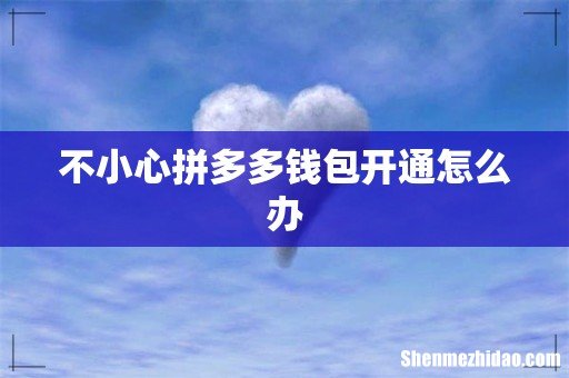 不小心拼多多钱包开通怎么办
