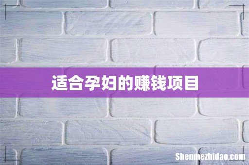 适合孕妇的赚钱项目