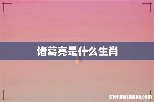 诸葛亮是什么生肖