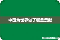 中国为世界做了哪些贡献