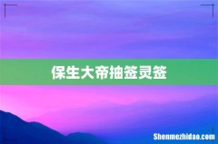保生大帝抽签灵签