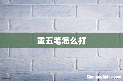 重五笔怎么打