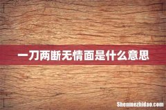 一刀两断无情面是什么意思