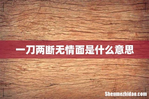 一刀两断无情面是什么意思
