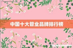 中国十大管业品牌排行榜