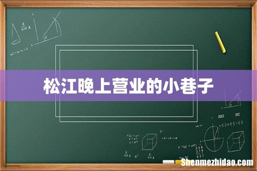 松江晚上营业的小巷子