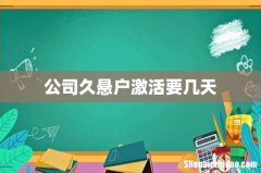 公司久悬户激活要几天