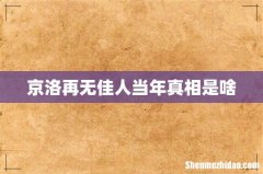 京洛再无佳人当年真相是啥