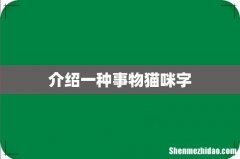 介绍一种事物猫咪字