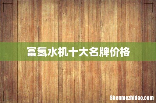 富氢水机十大名牌价格