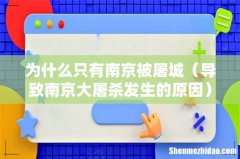 导致南京大屠杀发生的原因 为什么只有南京被屠城