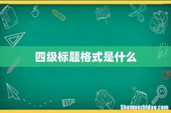 四级标题格式是什么
