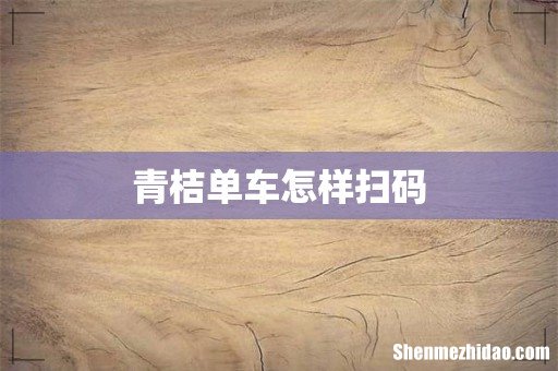 青桔单车怎样扫码