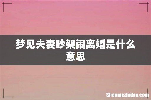梦见夫妻吵架闹离婚是什么意思
