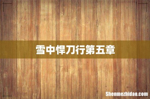 雪中悍刀行第五章