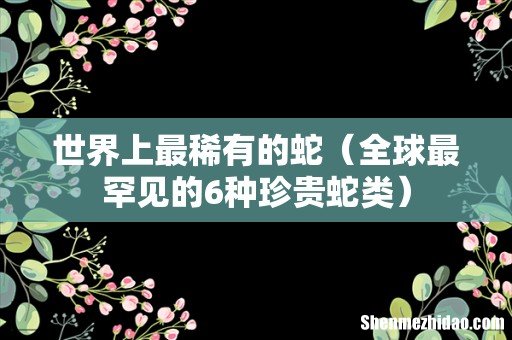 全球最罕见的6种珍贵蛇类 世界上最稀有的蛇