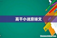 高干小说京味文