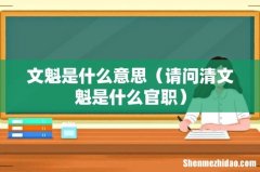 请问清文魁是什么官职 文魁是什么意思