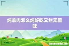 炖羊肉怎么炖好吃又烂无膻味