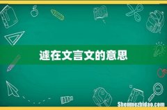 遽在文言文的意思