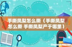 手撕凤梨怎么撕 手撕凤梨产于哪里 手撕凤梨怎么撕