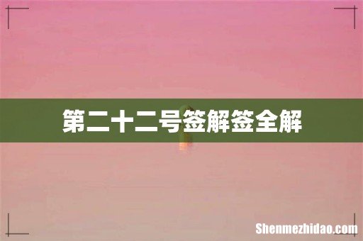 第二十二号签解签全解