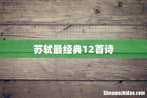 苏轼最经典12首诗