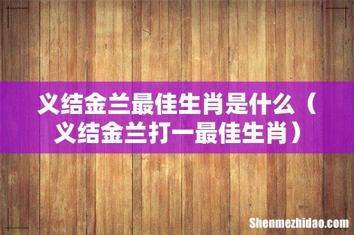 义结金兰打一最佳生肖 义结金兰最佳生肖是什么