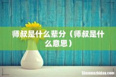 师叔是什么意思 师叔是什么辈分
