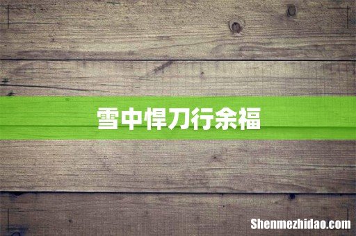 雪中悍刀行余福