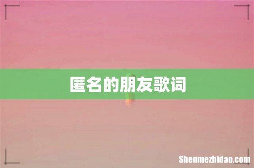 匿名的朋友歌词