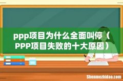 PPP项目失败的十大原因 ppp项目为什么全面叫停