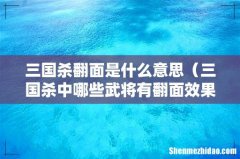 三国杀中哪些武将有翻面效果 三国杀翻面是什么意思