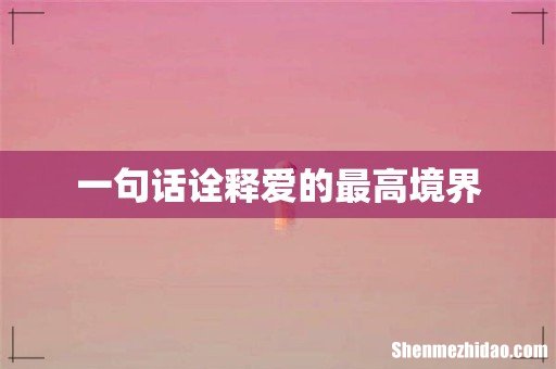 一句话诠释爱的最高境界