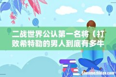 打败希特勒的男人到底有多牛 二战世界公认第一名将