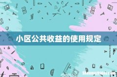 小区公共收益的使用规定
