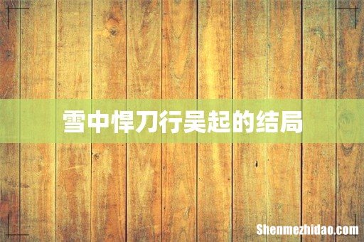 雪中悍刀行吴起的结局