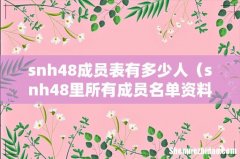 snh48里所有成员名单资料 snh48成员表有多少人