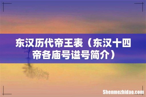 东汉十四帝各庙号谥号简介 东汉历代帝王表