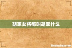 胡家女将都叫胡翠什么