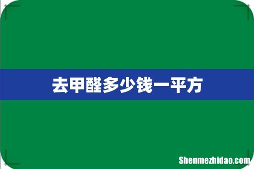 去甲醛多少钱一平方