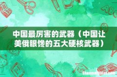中国让美俄眼馋的五大硬核武器 中国最厉害的武器
