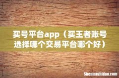 买王者账号选择哪个交易平台哪个好 买号平台app