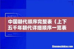 上下五千年朝代详细顺序一览表 中国朝代顺序完整表