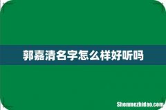 郭嘉清名字怎么样好听吗