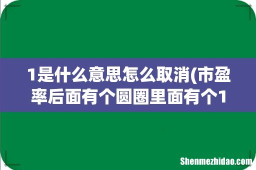 市盈率后面有个圆圈里面有个1是什么意思- 1是什么意思怎么取消